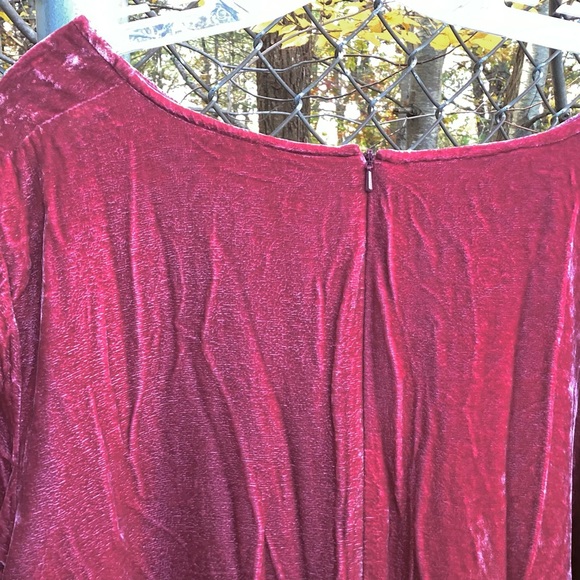 18 J Jill Old Rose Rayon Silk Velvet Shift Cozy Long Sleeve Scoop Neck Dress - Picture 4 of 5
